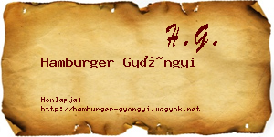 Hamburger Gyöngyi névjegykártya